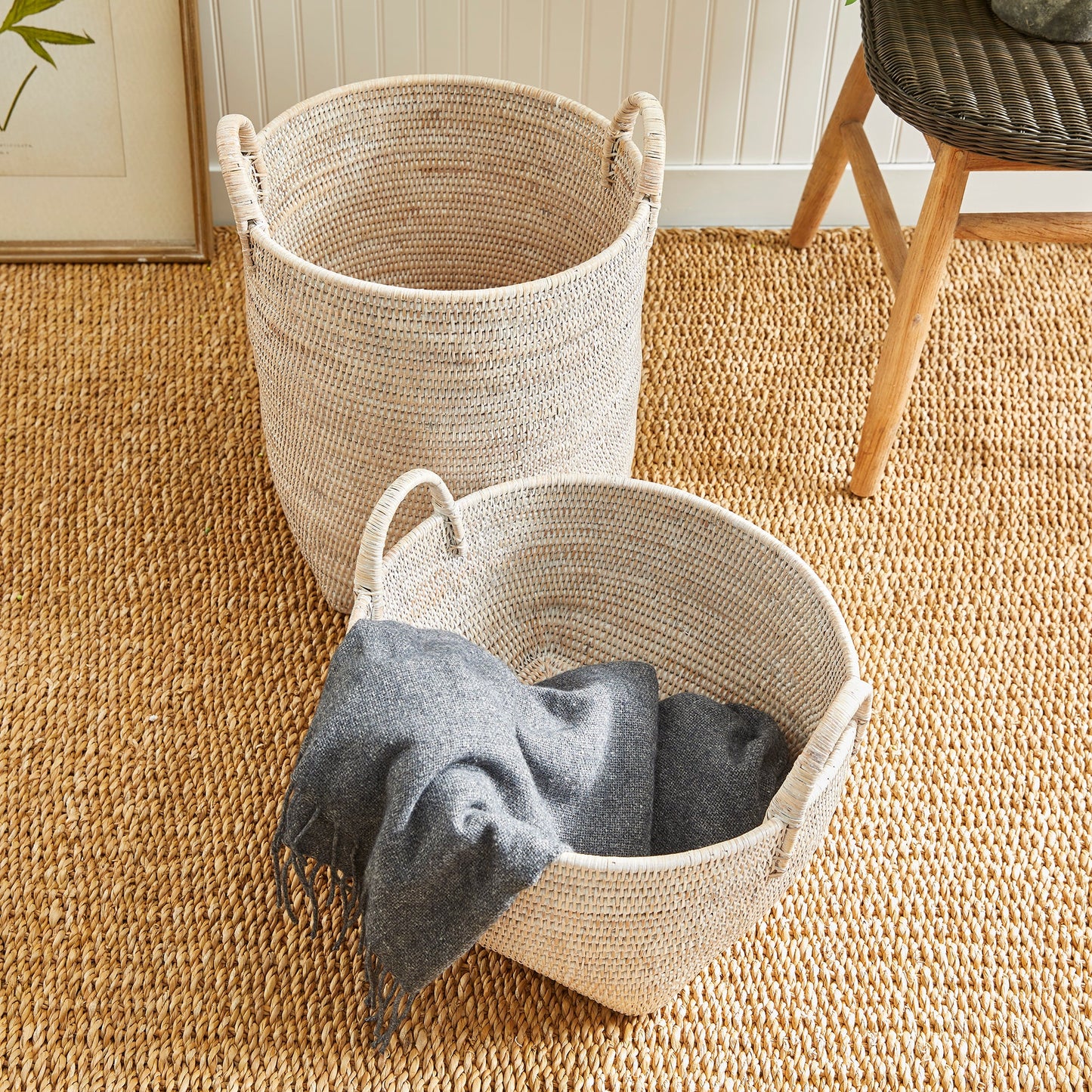 Burma Rattan Orchard Baskets, Set of 2