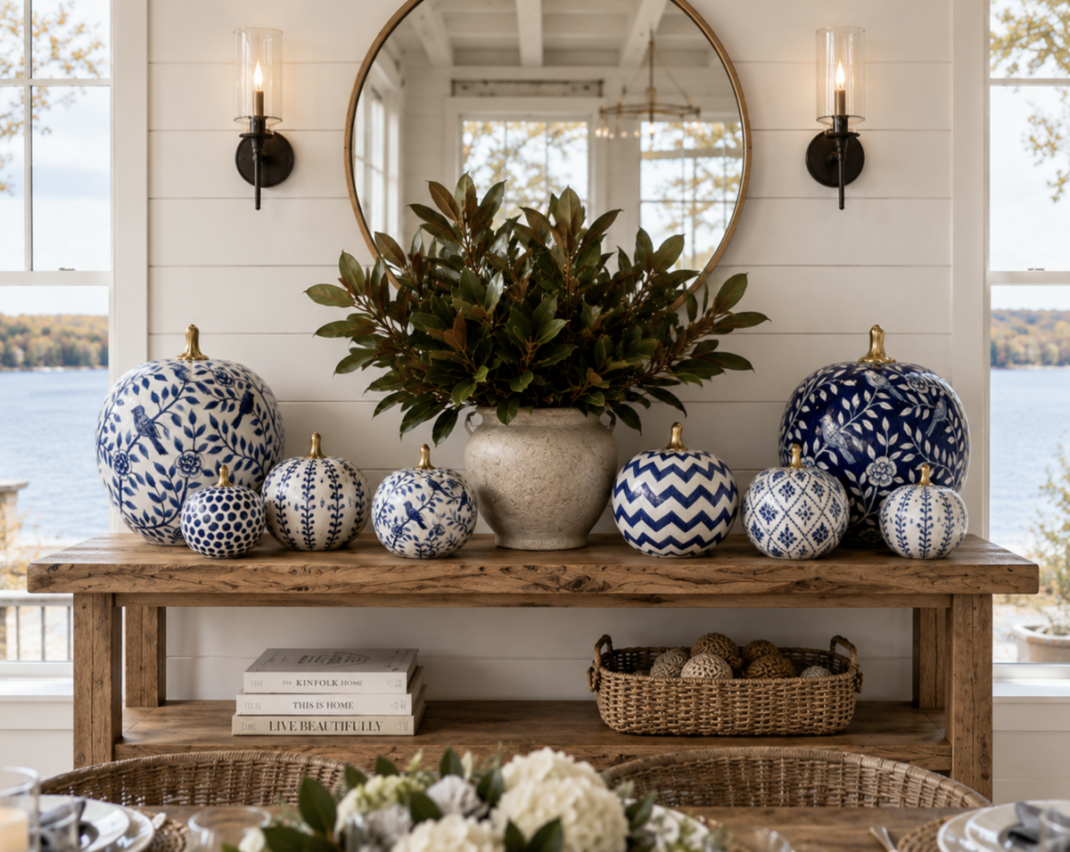 Navy Meadow Sprig Pumpkin