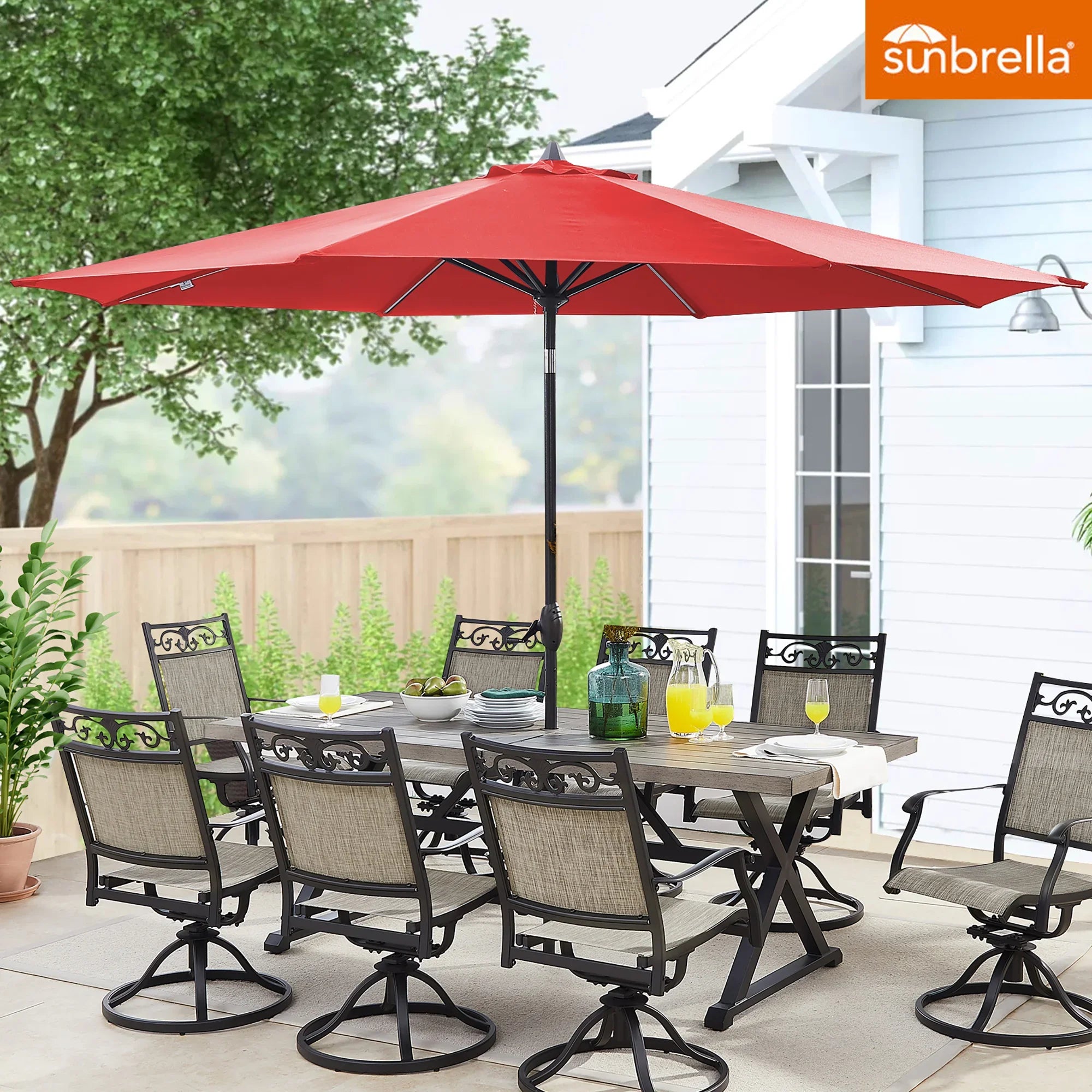 PATIO TREE 11ft Patio Octagon Market Umbrella with Sunbrella® Fabric (Jockey Red)