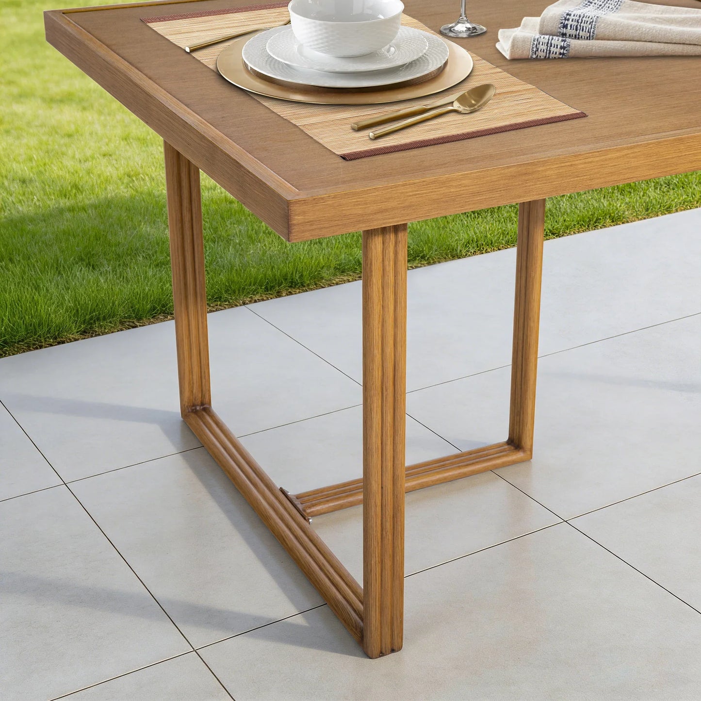 Arcadia 6 Person Patio Aluminum Rectangular Dining Set