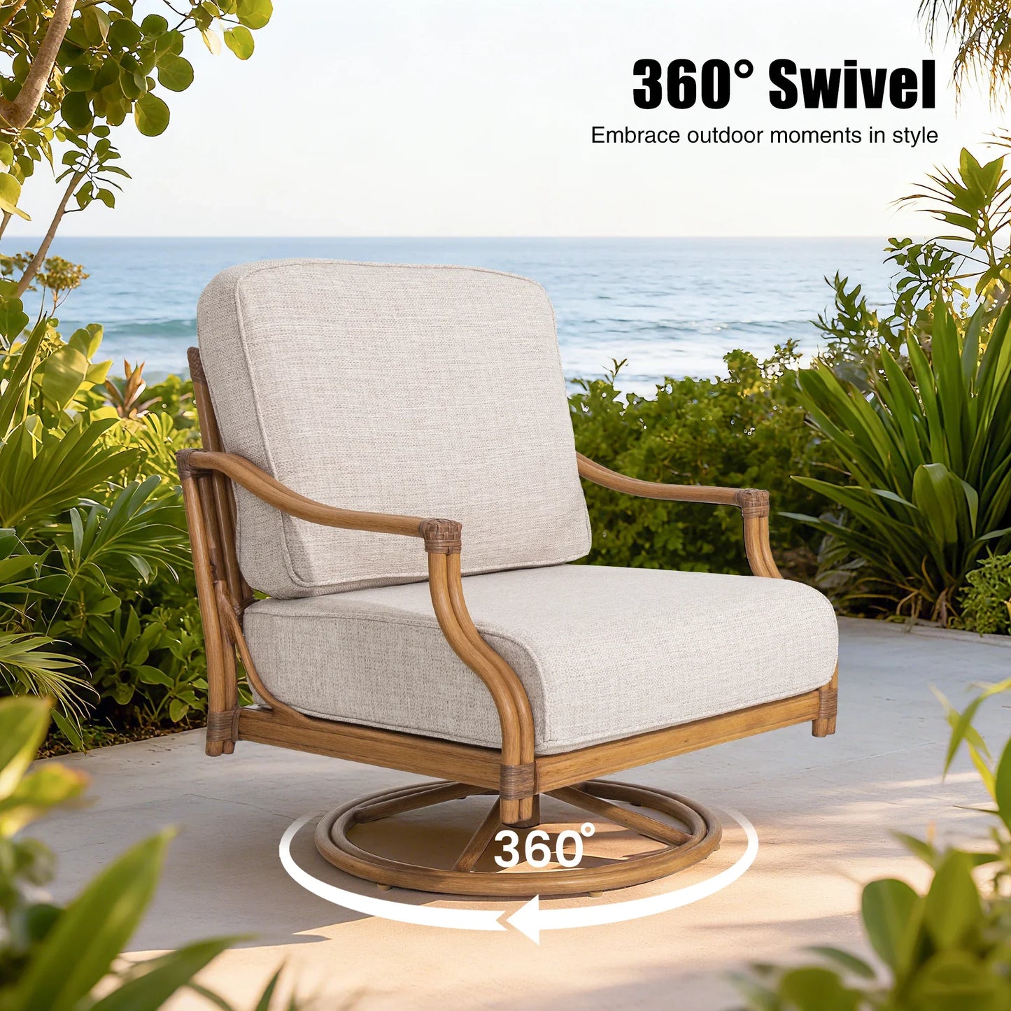 Arcadia 2 Piece Swivel Lounge Chair and End Table