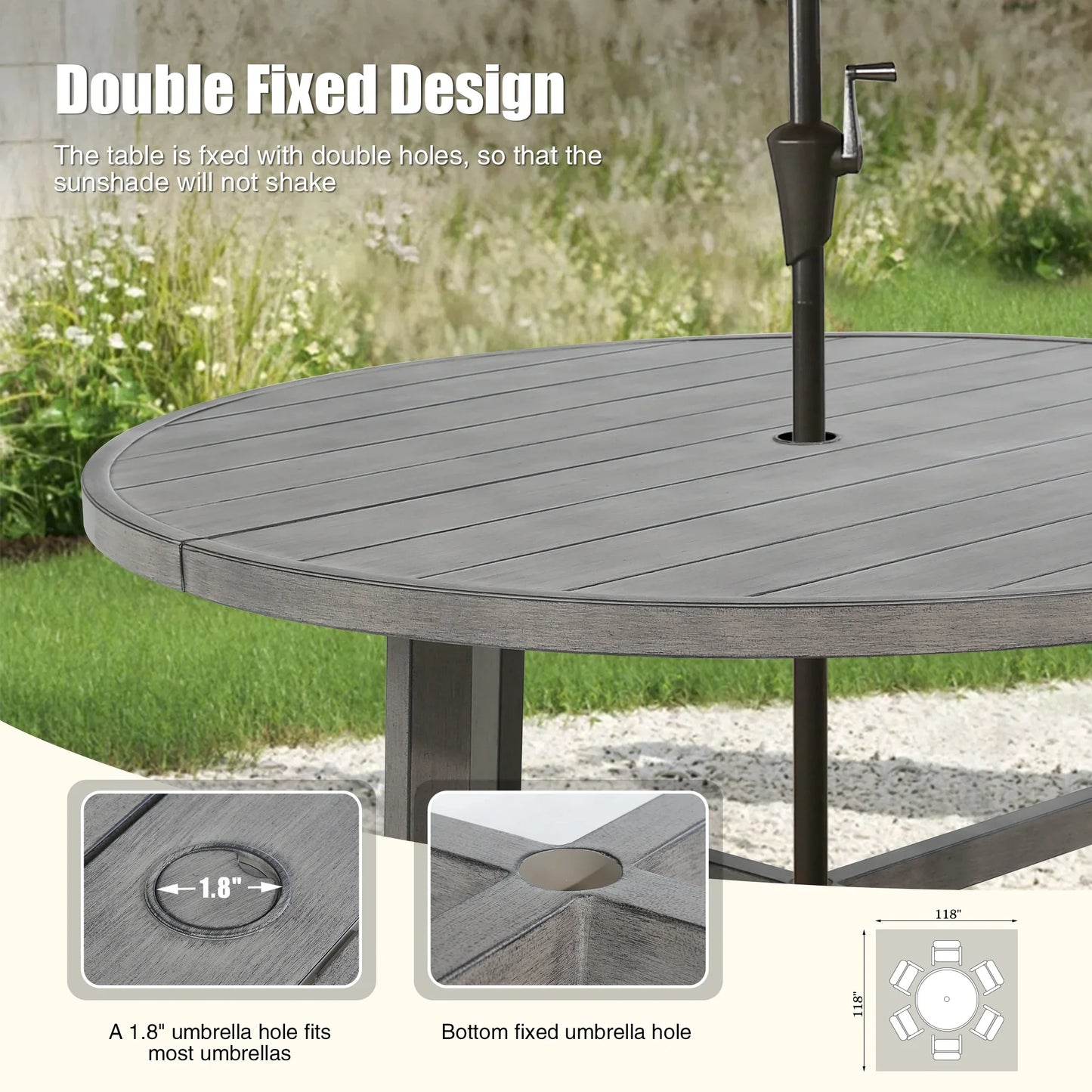 Amario 6 Person Aluminum Patio Round Dining Set With Sunbrella® Cushions