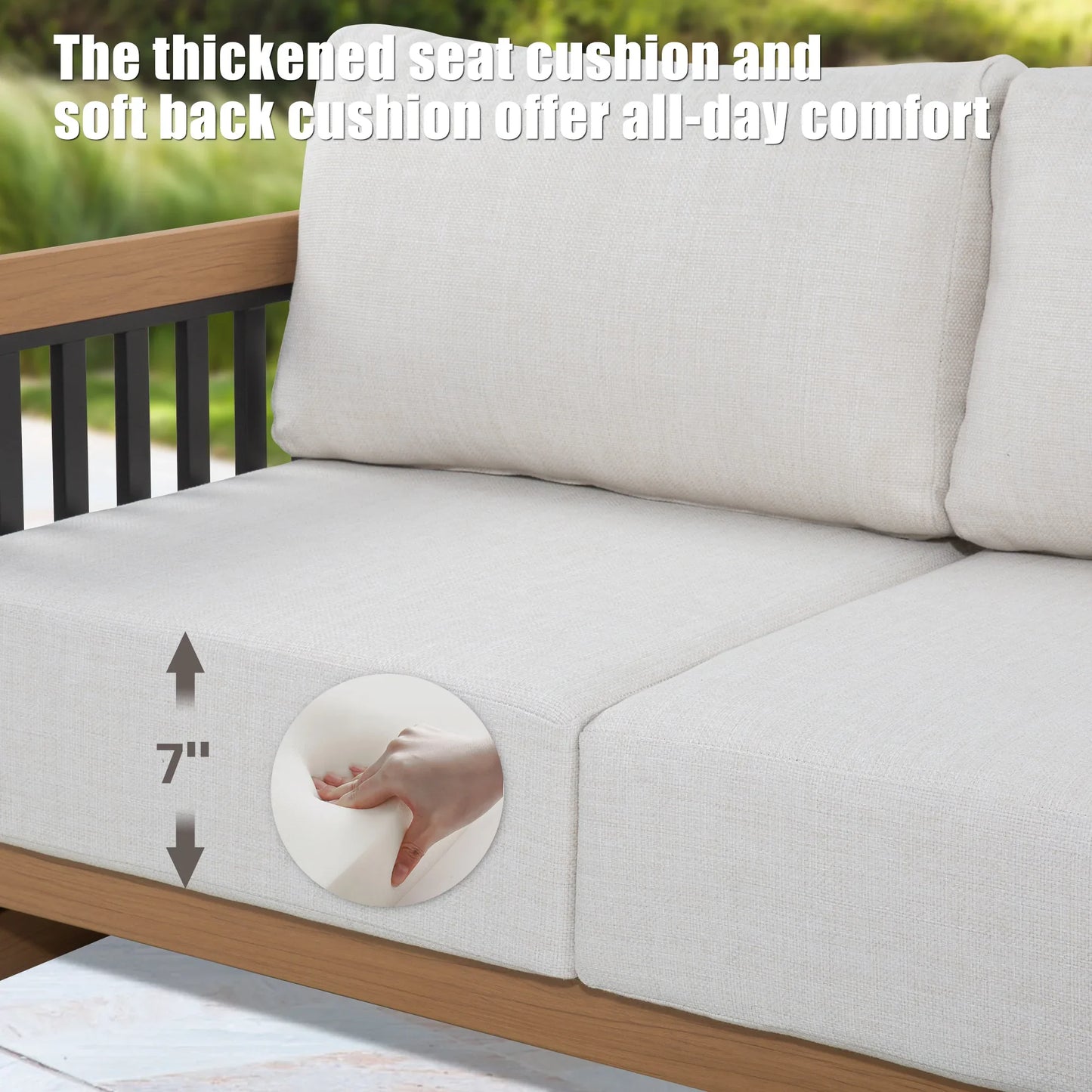 Sereno Outdoor Sofa and 2 Swivel Chairs with Rectangular Coffee Table