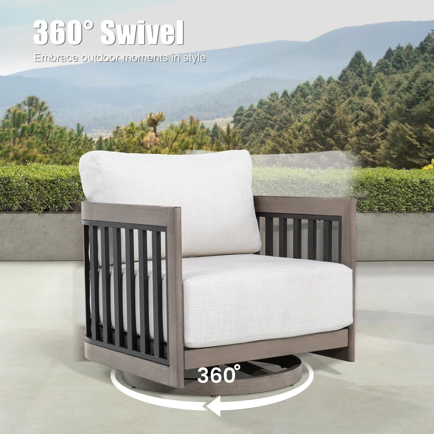Sereno 4-Person Patio Swivel Chair Set With Round Coffee Table