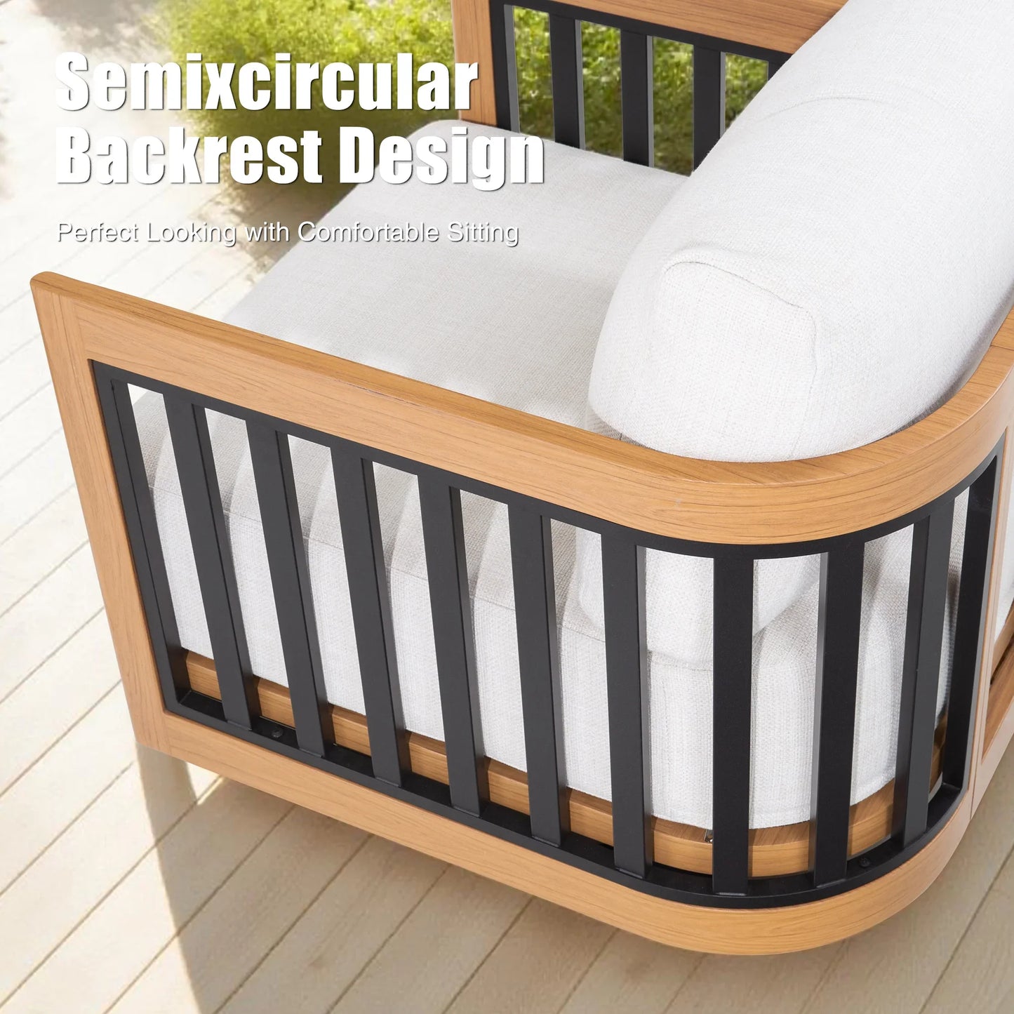 Sereno Outdoor Sofa and 2 Swivel Chairs with Rectangular Coffee Table