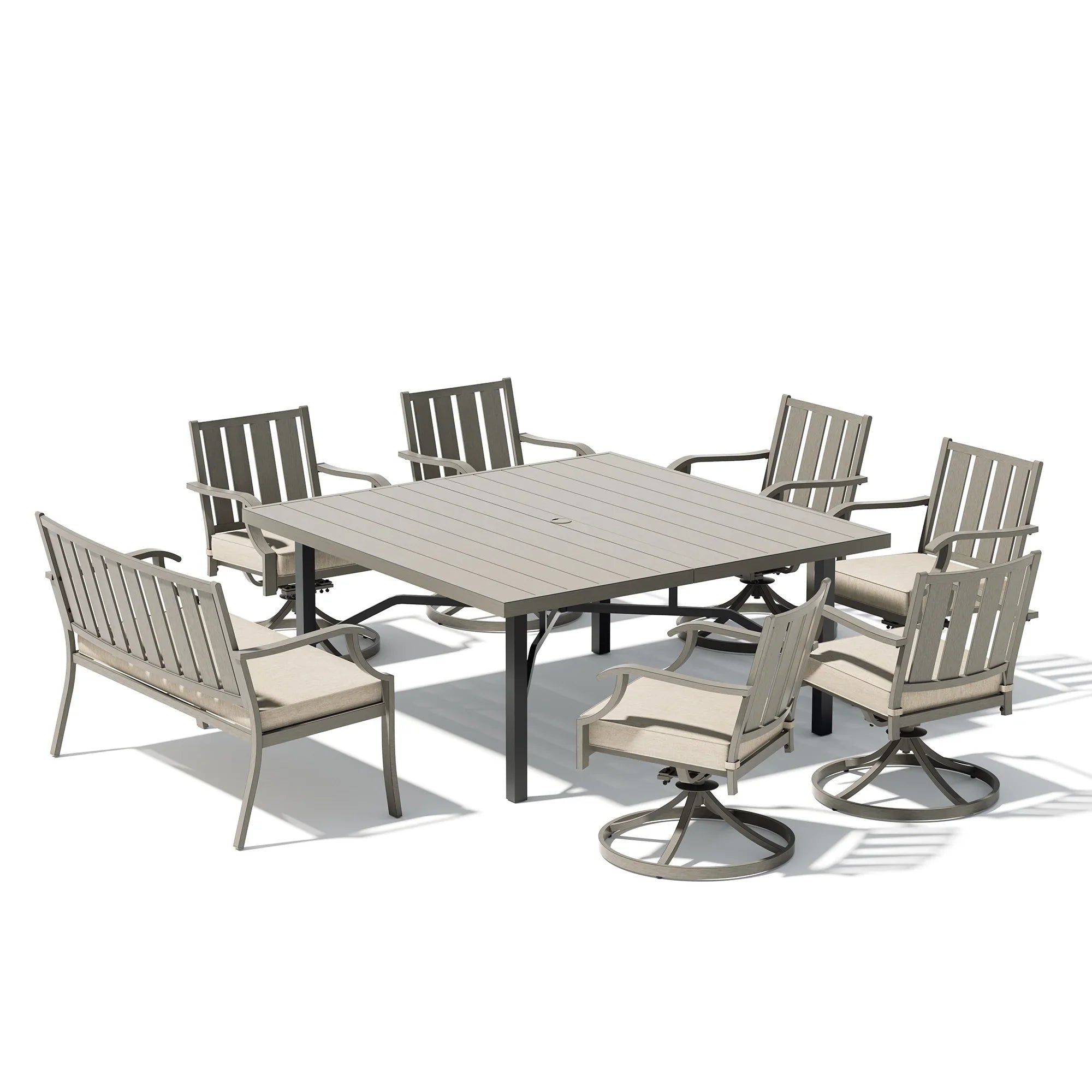 PEAKHOME Azur 8-Person Patio Square Dining Table Set With Sunbrella® Cushions