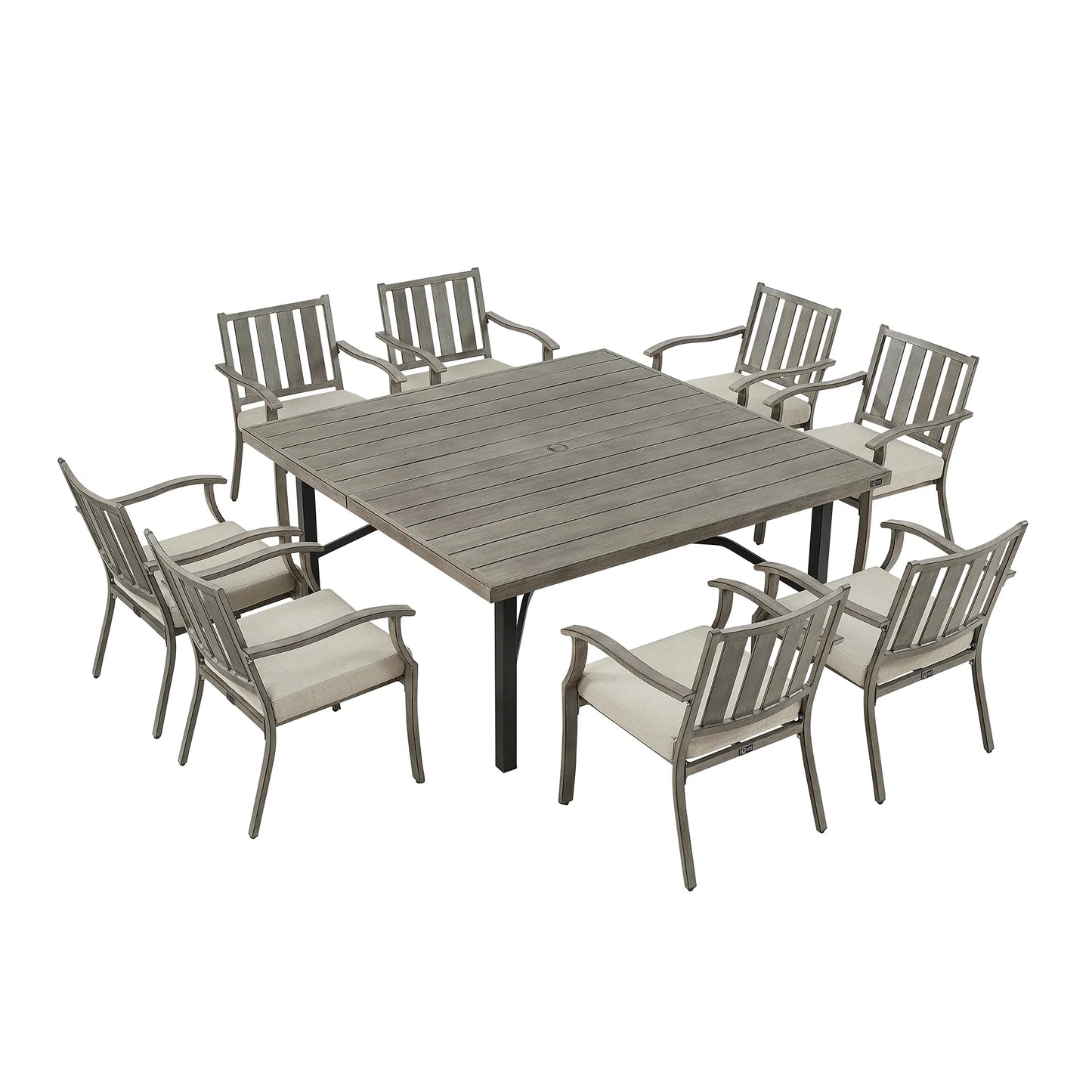 PEAKHOME Azur Outdoor 8 Person Square Dining Set with Sunbrella® Cushions