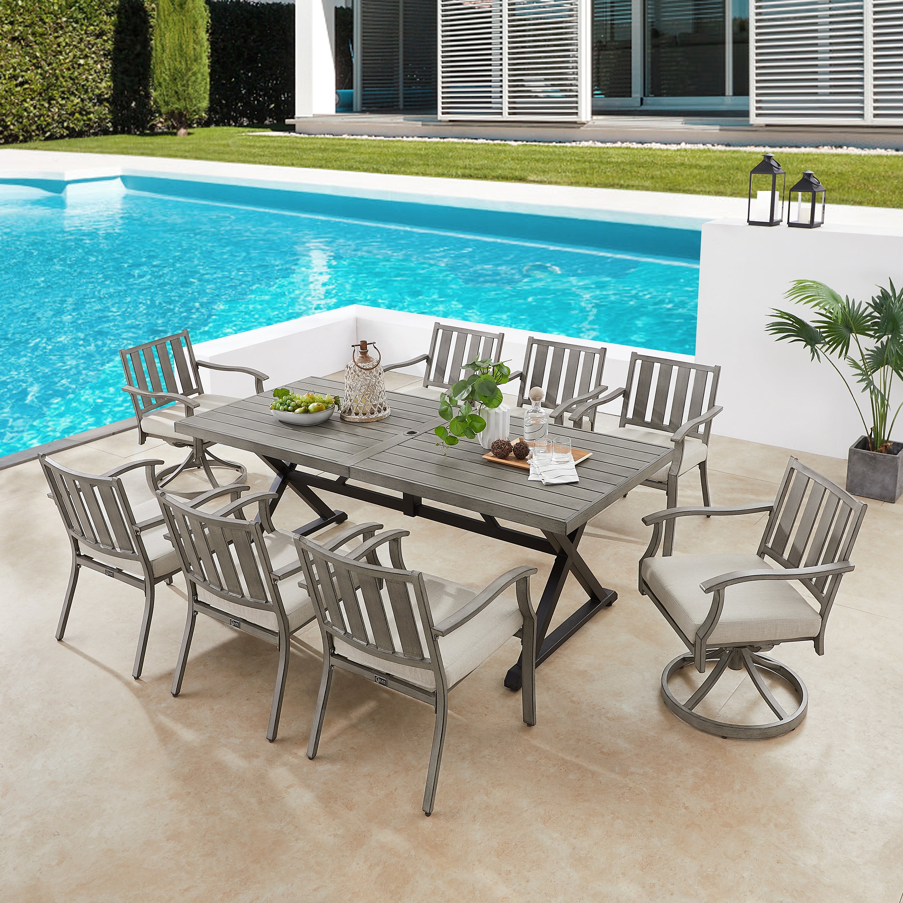PEAKHOME Azur Rectangular Outdoor Dining Set with Sunbrella® Cushions
