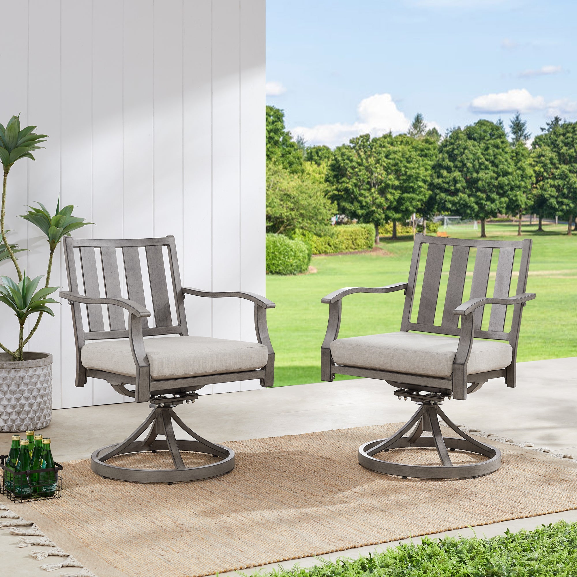 PEAKHOME Azur Patio Swivel Dining Chair with Sunbrella® Cushions