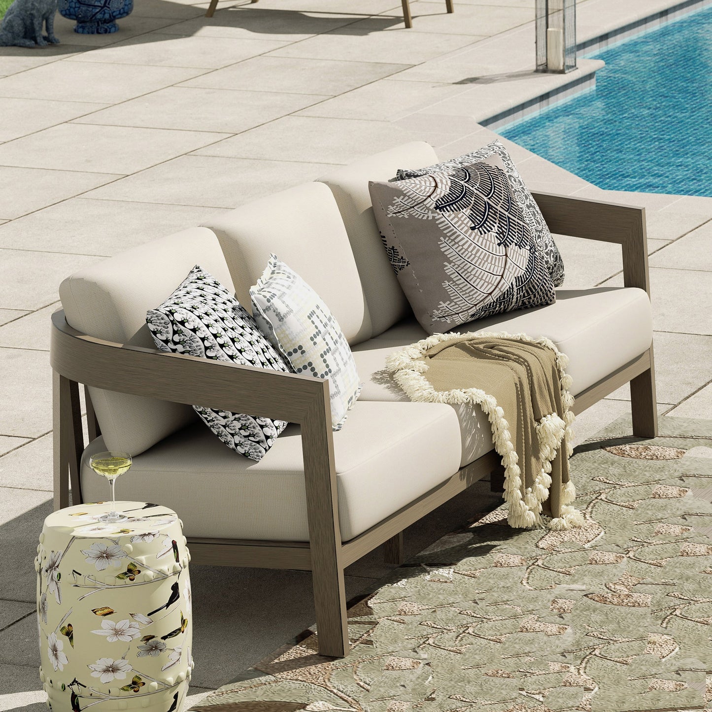 PEAKHOME Harmonti Modern Outdoor Sofa With Cushions