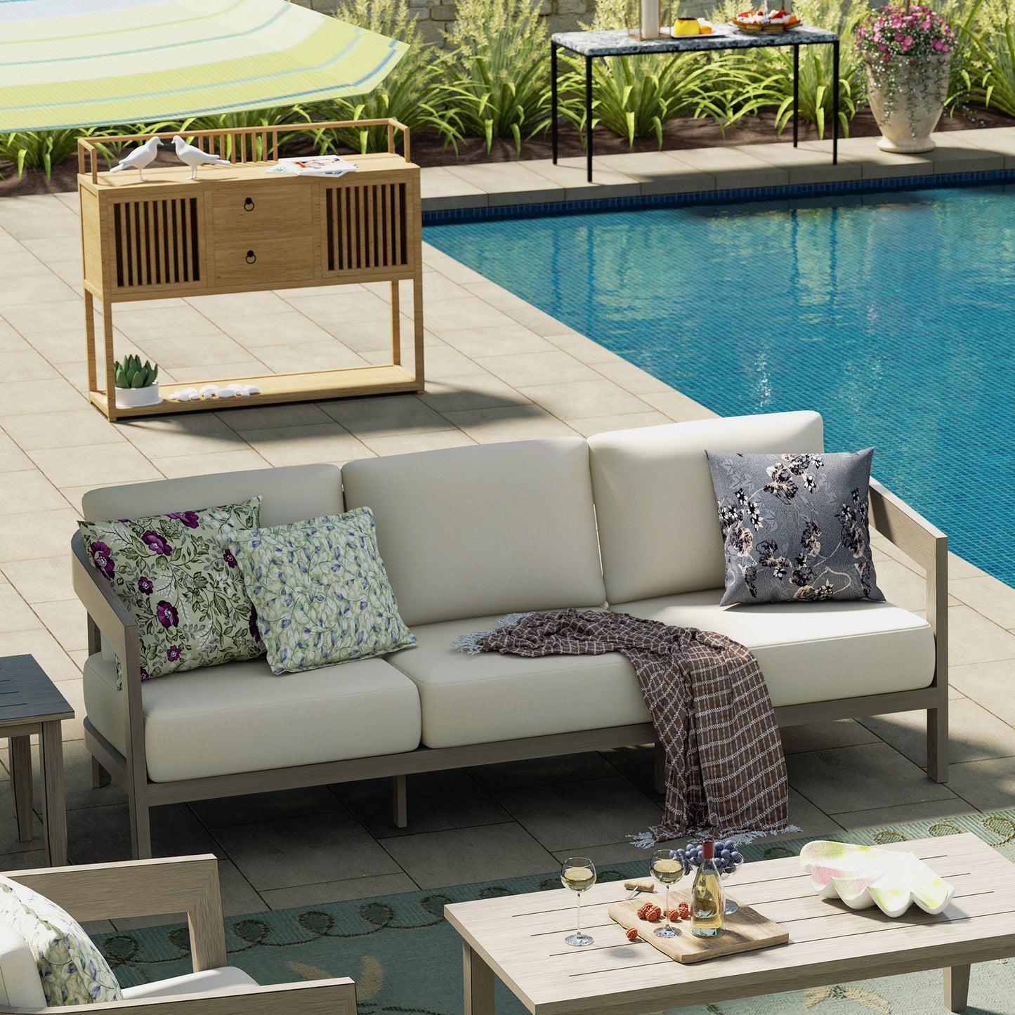 PEAKHOME Harmonti Modern Outdoor Sofa With Cushions