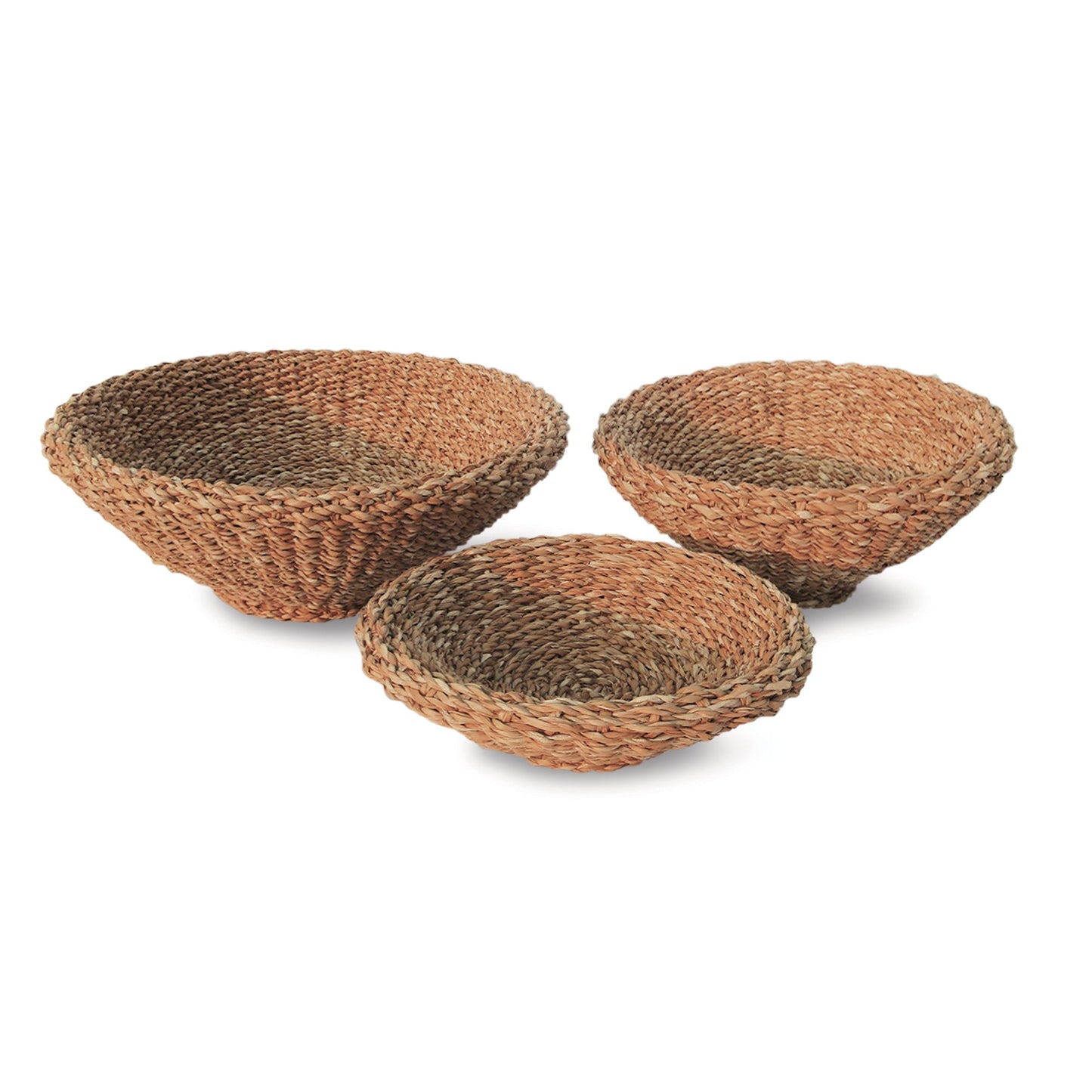 Seagrass Shallow Tapered Baskets, Set of 3
