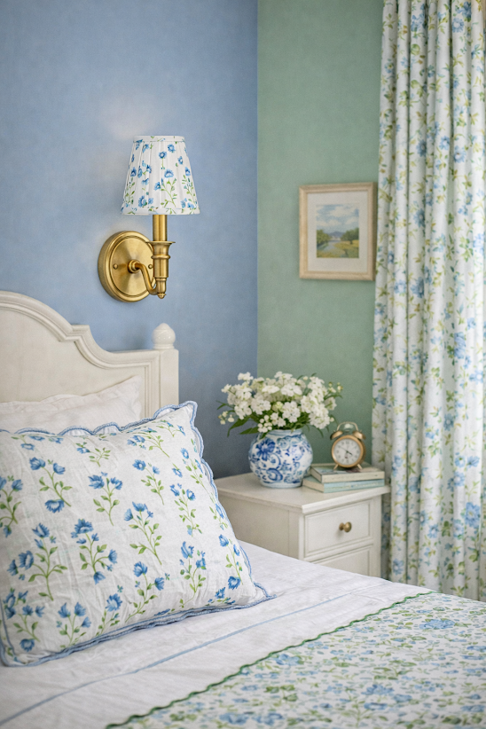 Blue Floral Sconce Shade