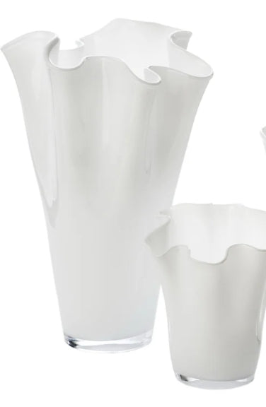White Ruffle Vase, Large