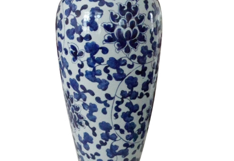 Blue and White Tall Lily Jar