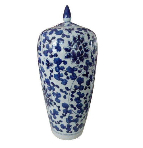 Blue and White Tall Lily Jar