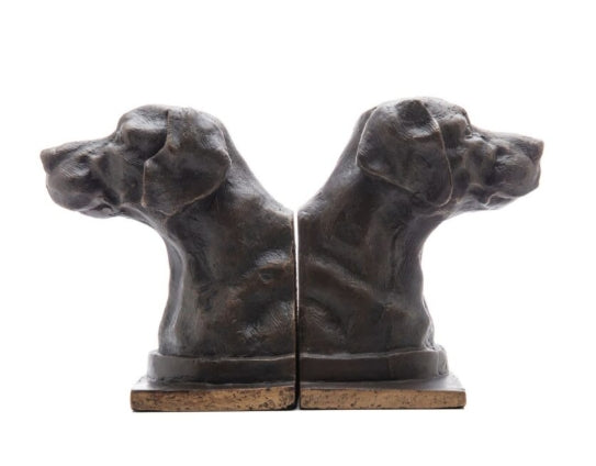 Bronze Lab Iron Bookends