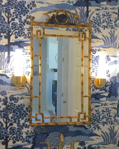 Antique Gold Bamboo Mirror