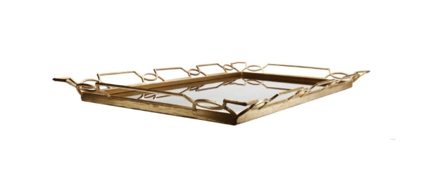 Antique Gold Quatrefoil Wall Antique Mirror Tray Table Top