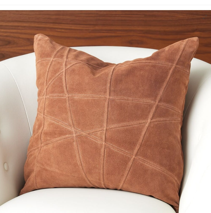 Crossroads Suede Pillow-Rust