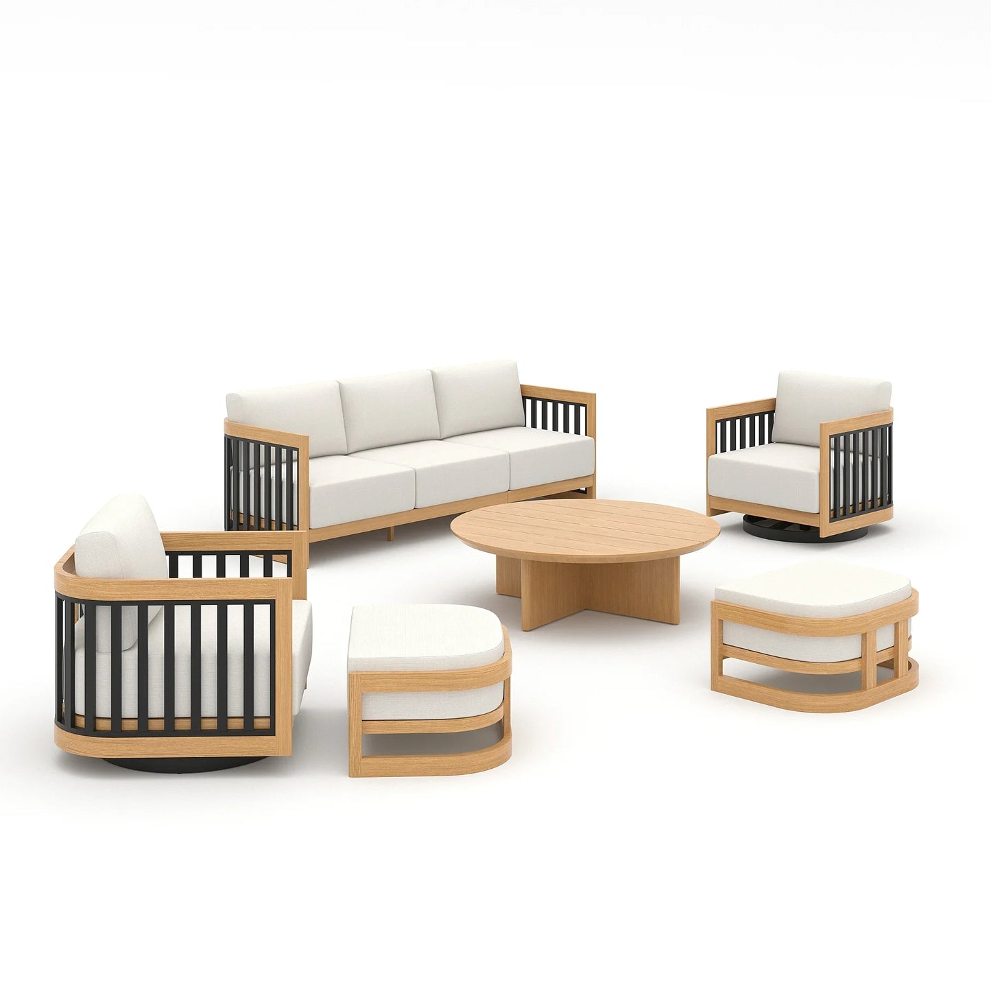 Sereno 6-Piece Patio Swivel Conversation Set with Ottomans