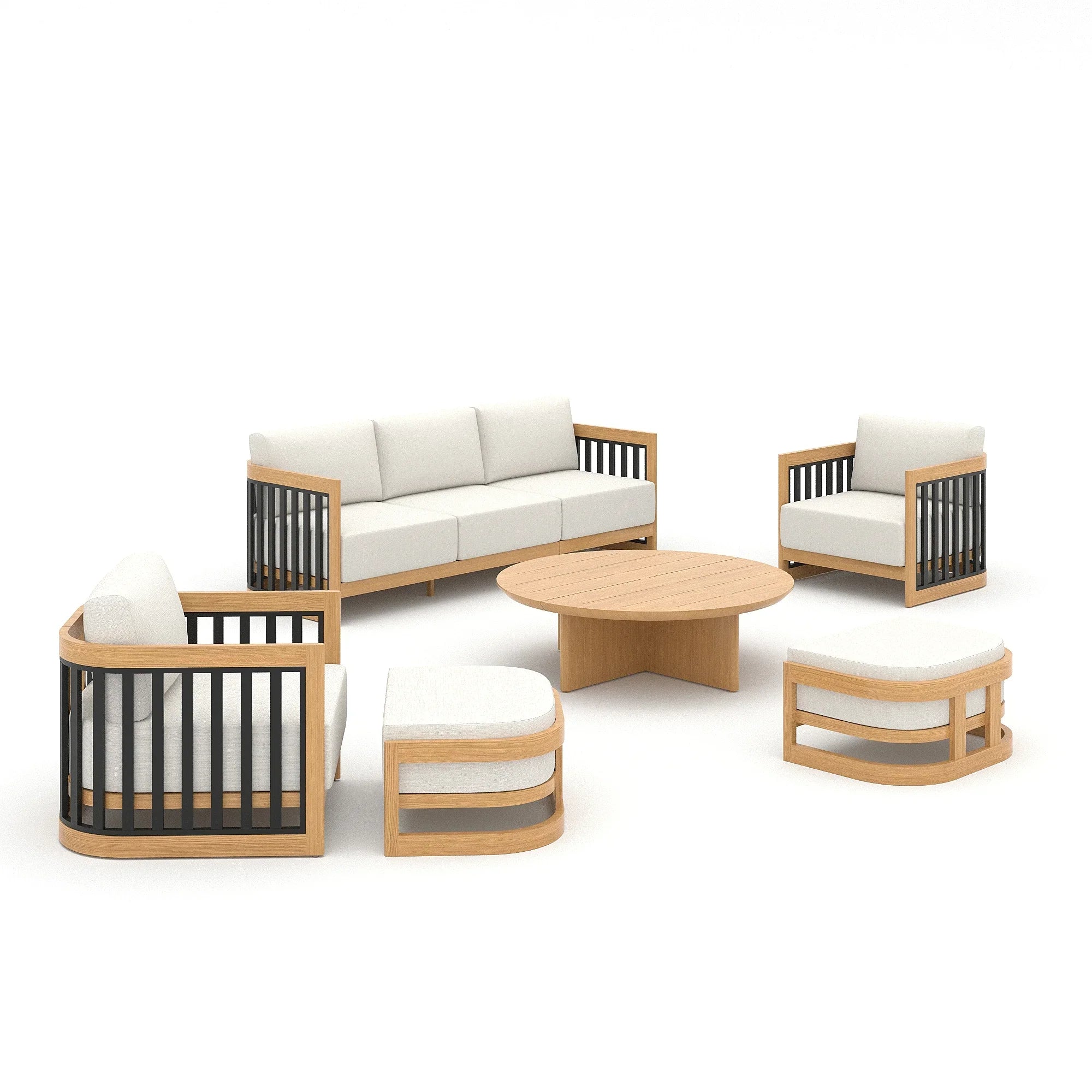 Sereno 6-Pieces Patio Club Lounge Chair Set with 2 Ottoman