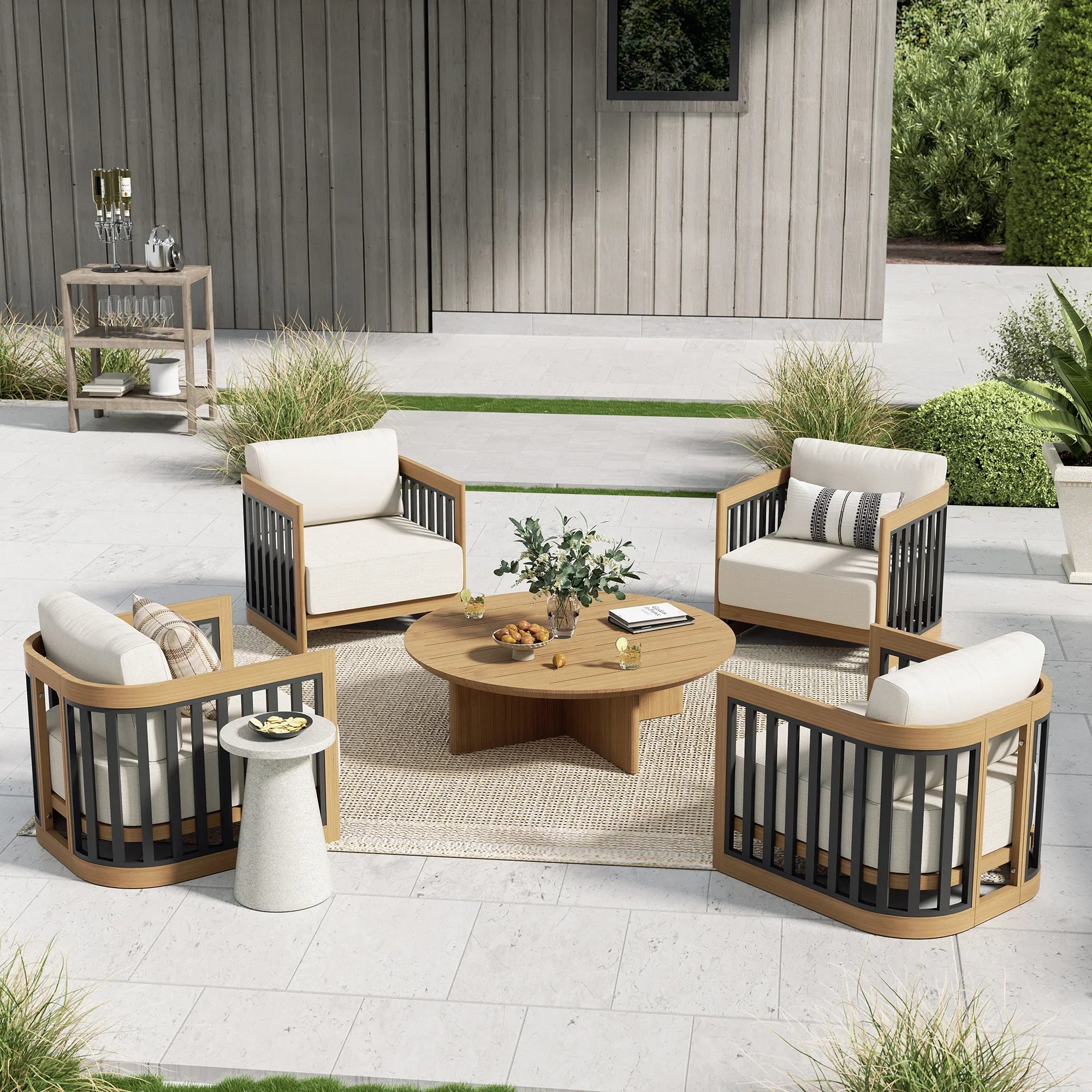 Sereno 4 Lounge Chair and Round Coffee Table