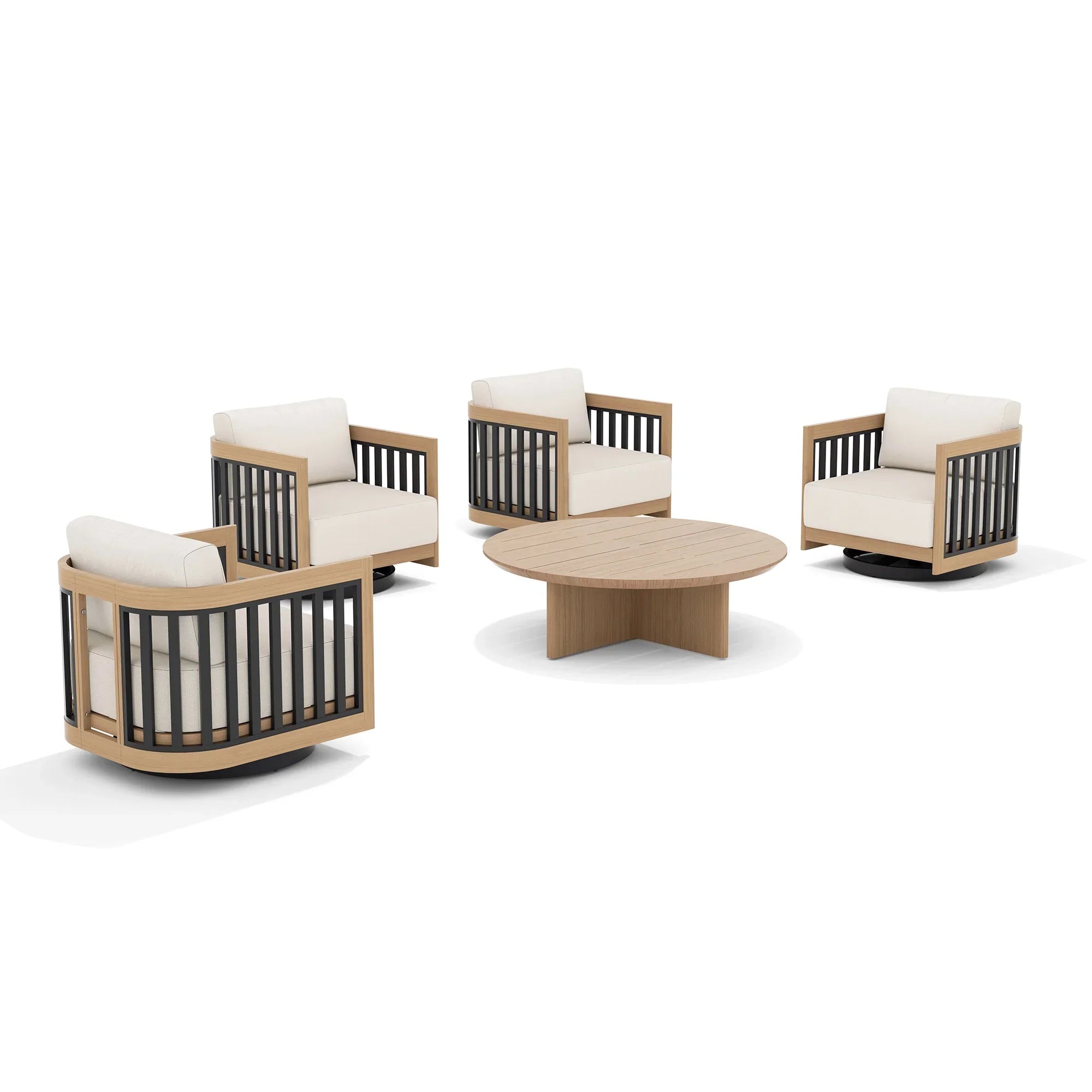 Sereno 4 Swivel Lounge Chair and Round Coffee Table