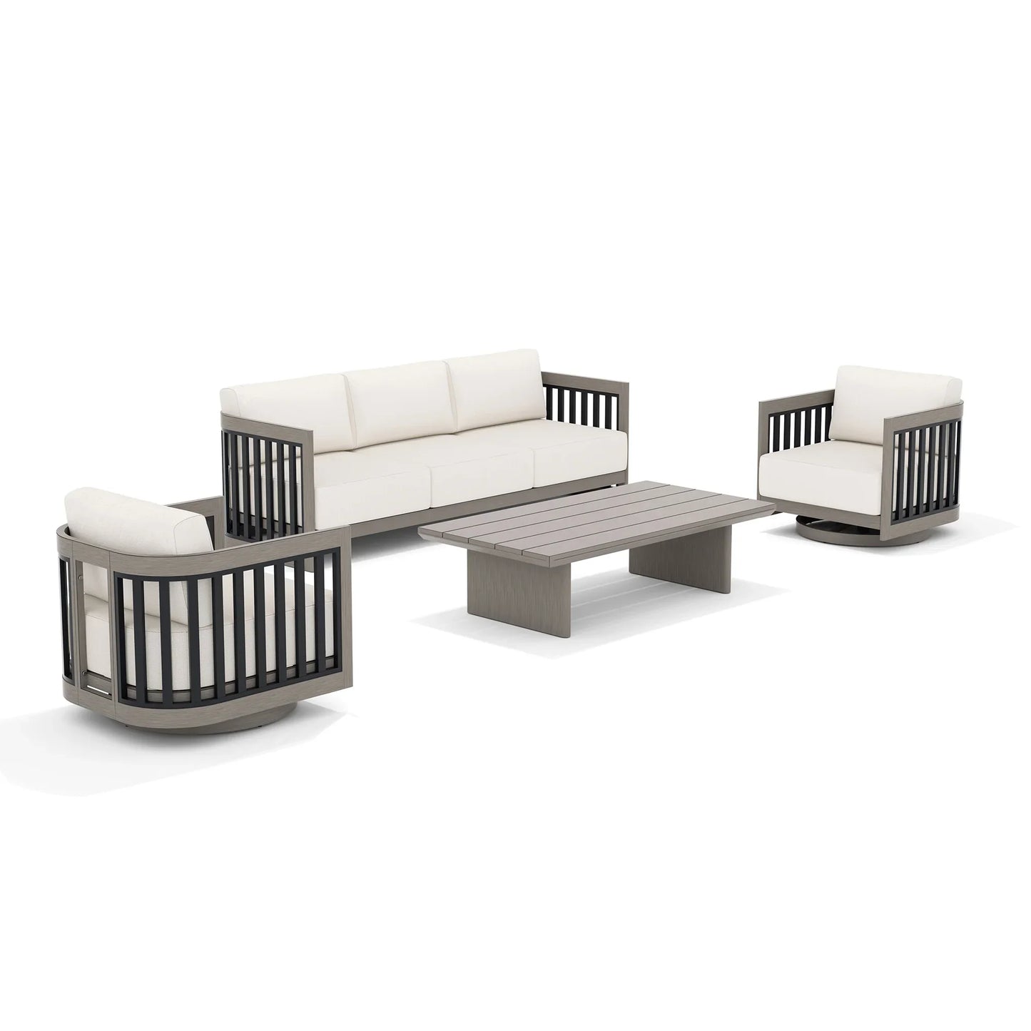 Sereno Patio Furniture Sofa Set with Swivel Chairs