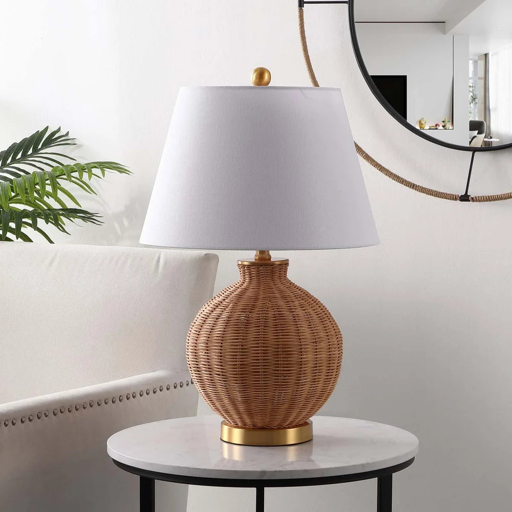 23 Inch, Rattan/Iron Table Lamp,