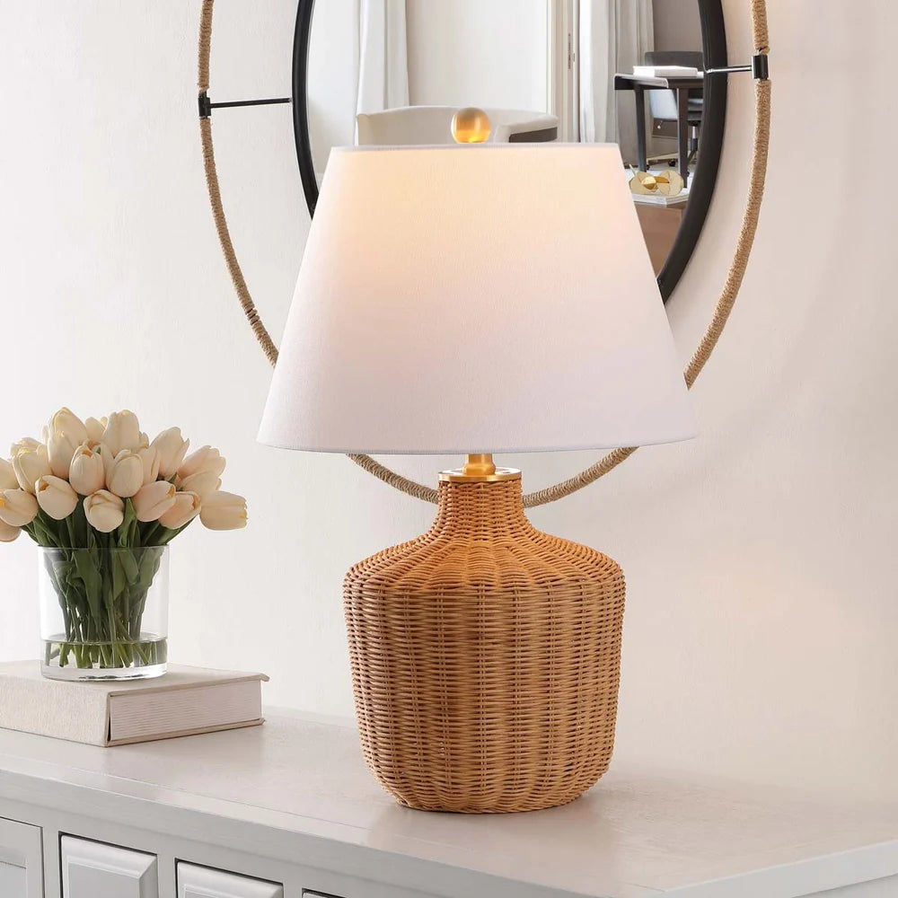 Safavieh Saolia, 22 Inch, Rattan Table Lamp