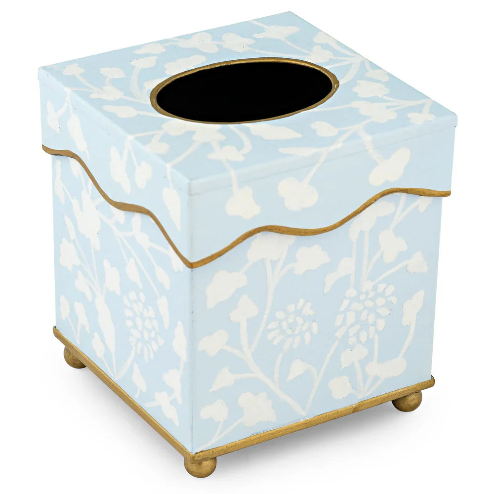 Pale Blue Spring Floral Wastepaper Basket & Tissue (2 Options)