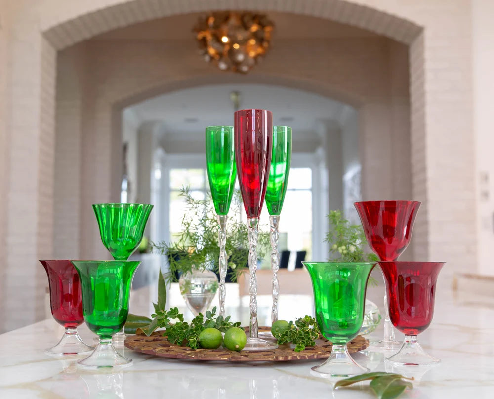 Adriana Water Glass, Emerald Green