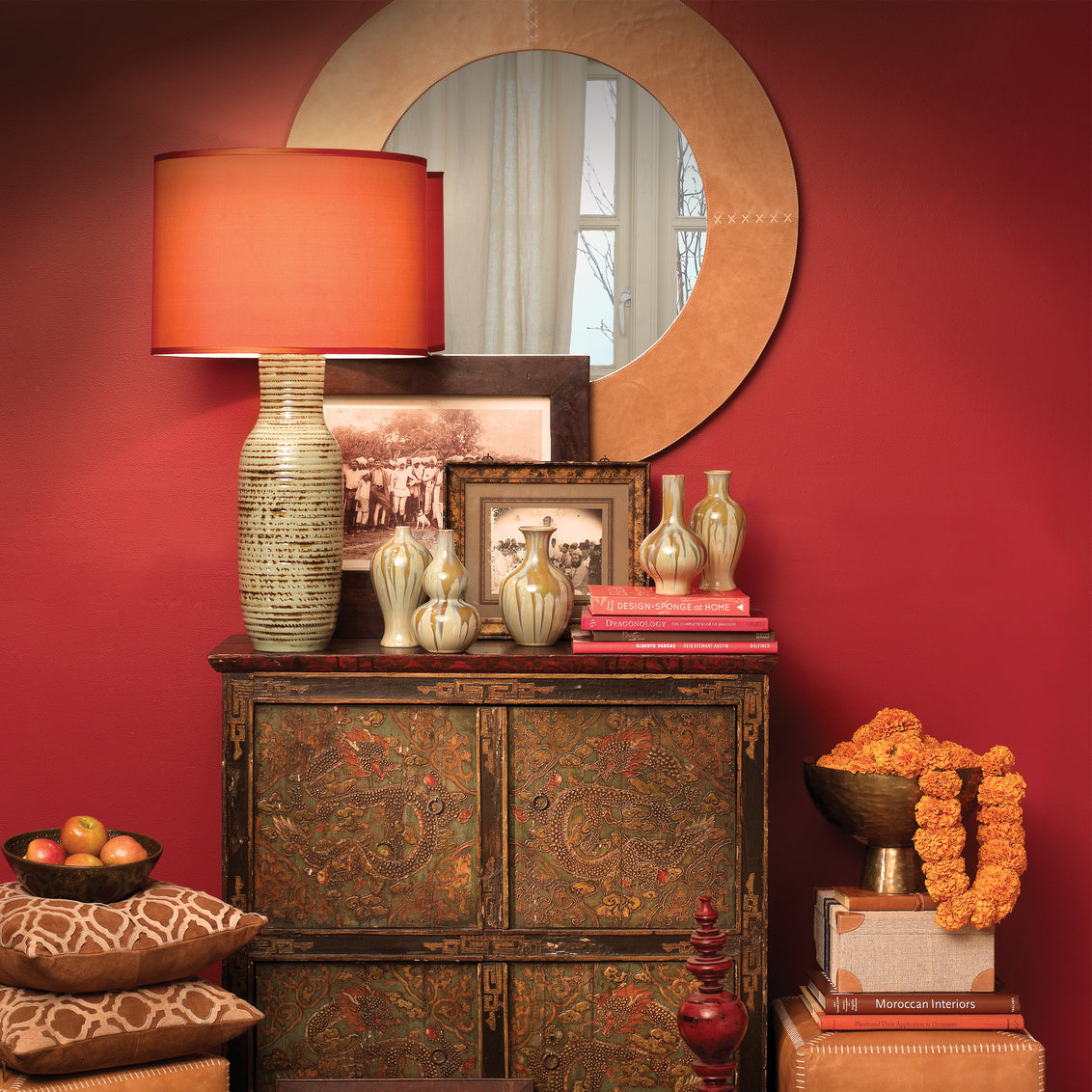 Round Cross Stitch Mirror- Brown