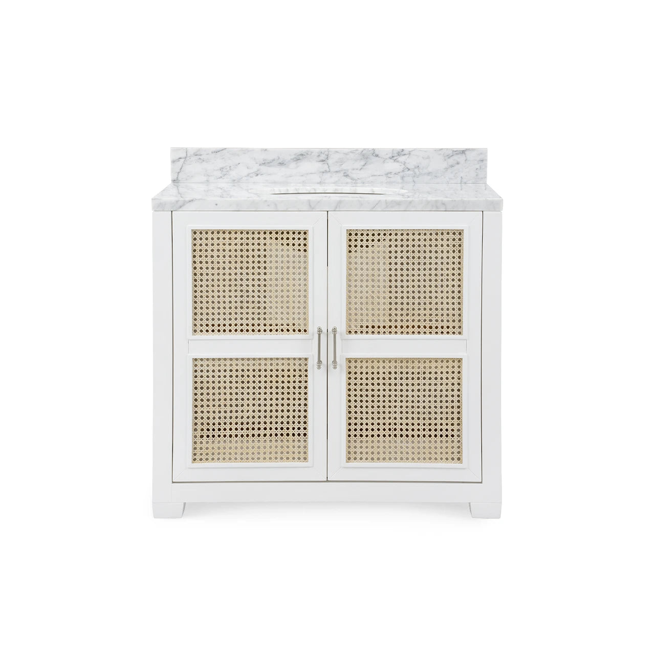 Ariel 2-Door Cabinet with 36" Marble Vanity Top, Vanilla