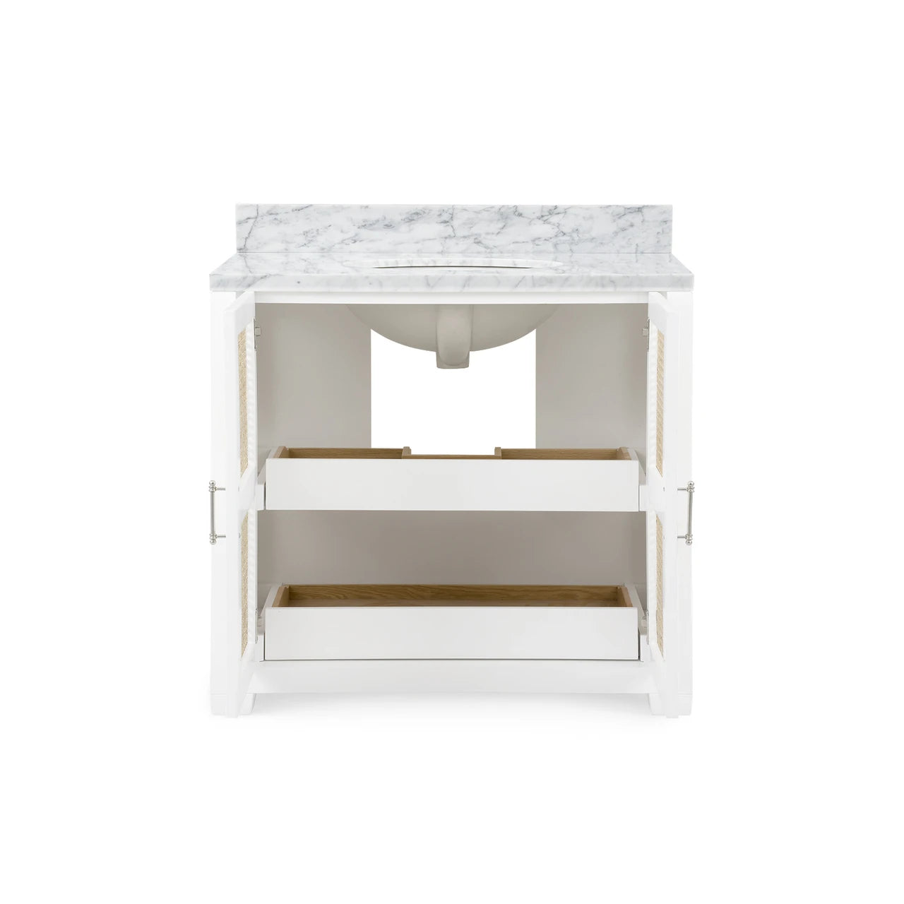 Ariel 2-Door Cabinet with 36" Marble Vanity Top, Vanilla