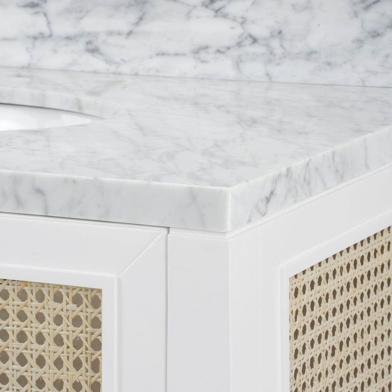Ariel 2-Door Cabinet with 36" Marble Vanity Top, Vanilla