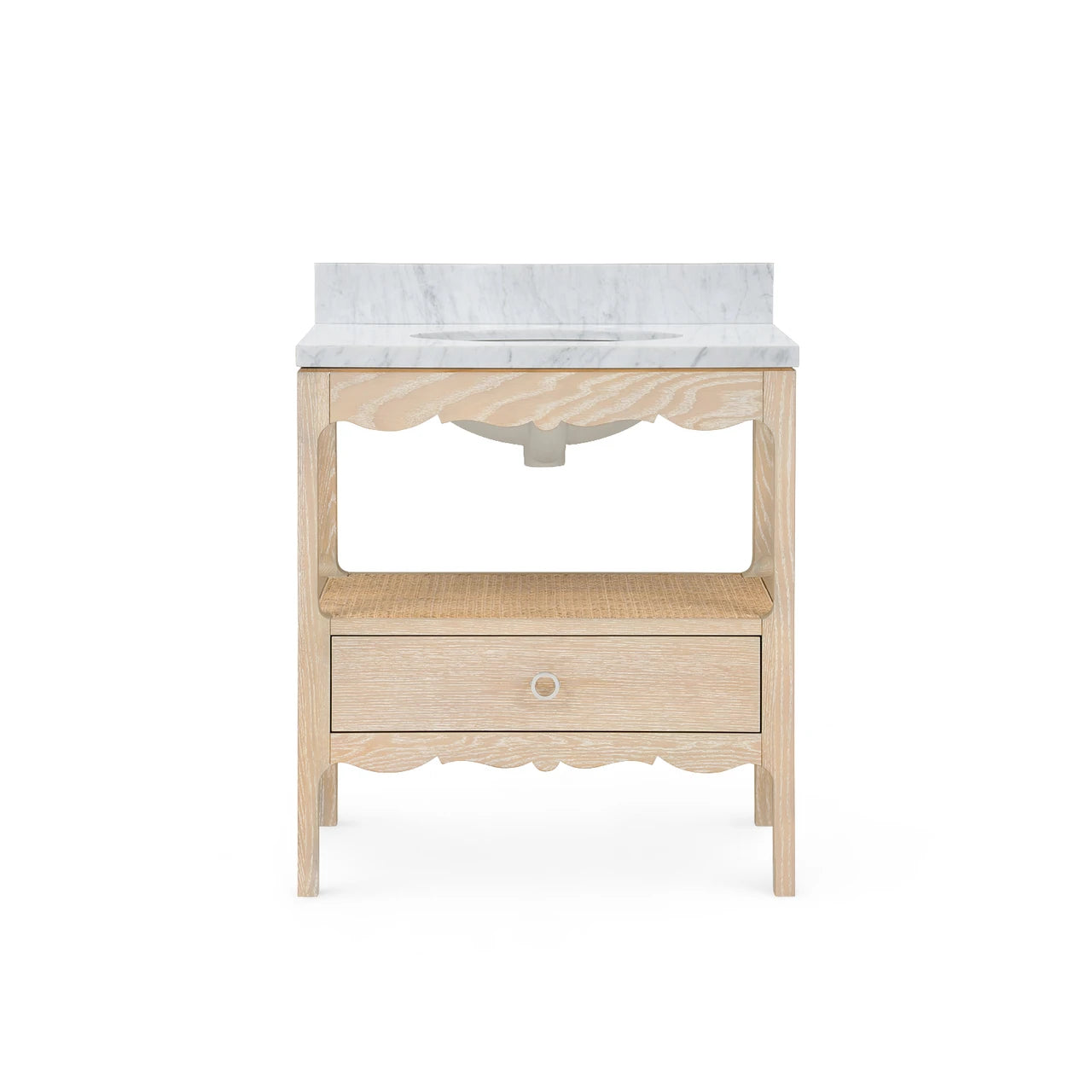 Arianna 1-Drawer Cabinet with 30" Marble Vanity Top, Sand