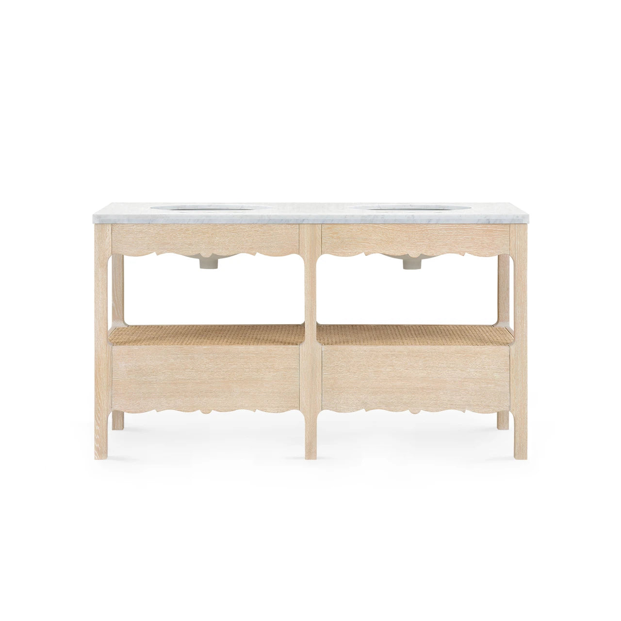 Arianna 2-Drawer Cabinet with 60" Marble Vanity Top, Sand