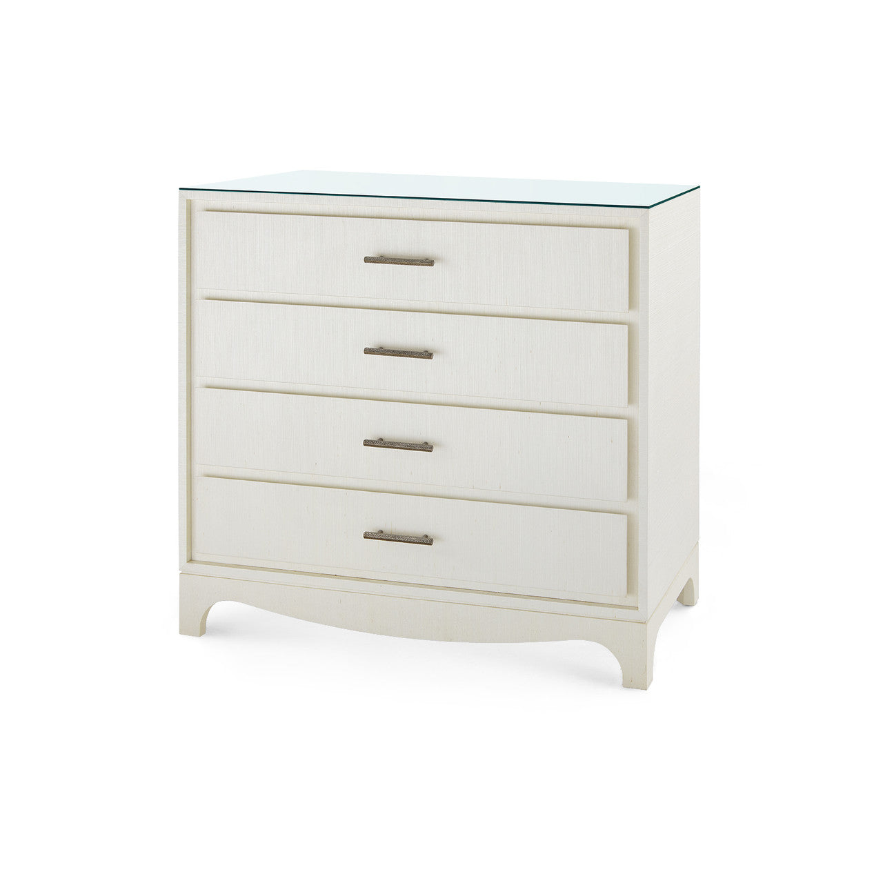 Barrett Large 4-Drawer with Glass Top, Sand White