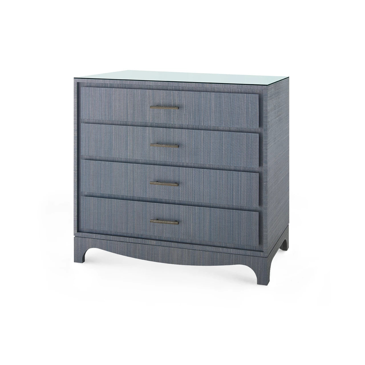 Barrett Large 4-Drawer with Glass Top, Denim Mist