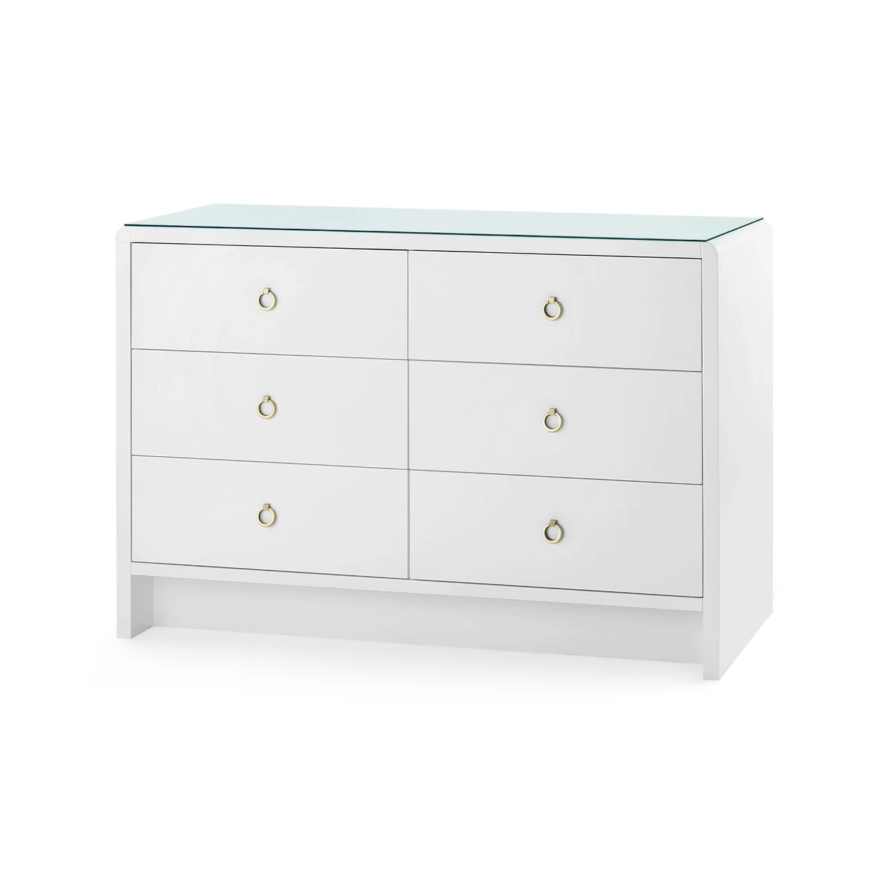 Bryant Extra Large 6-Drawer with Glass Top, White Pearl
