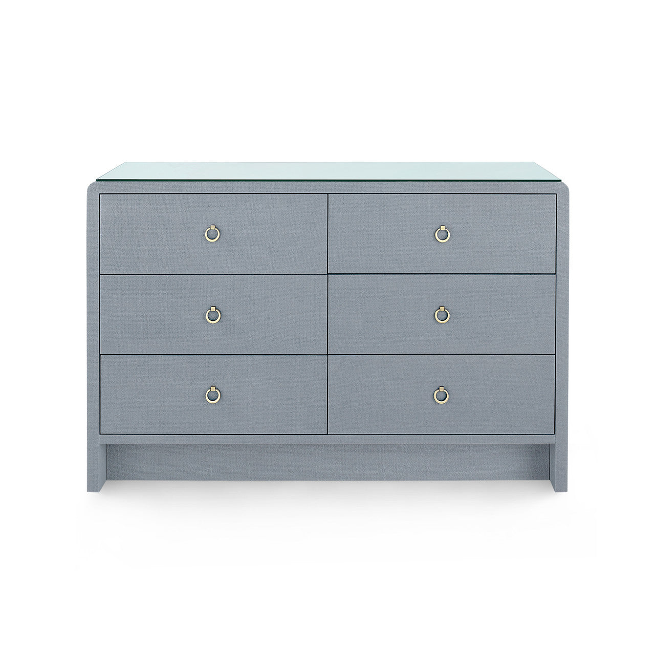 Bryant Linen Extra Large 6-Drawer with Glass Top, Winter Gray