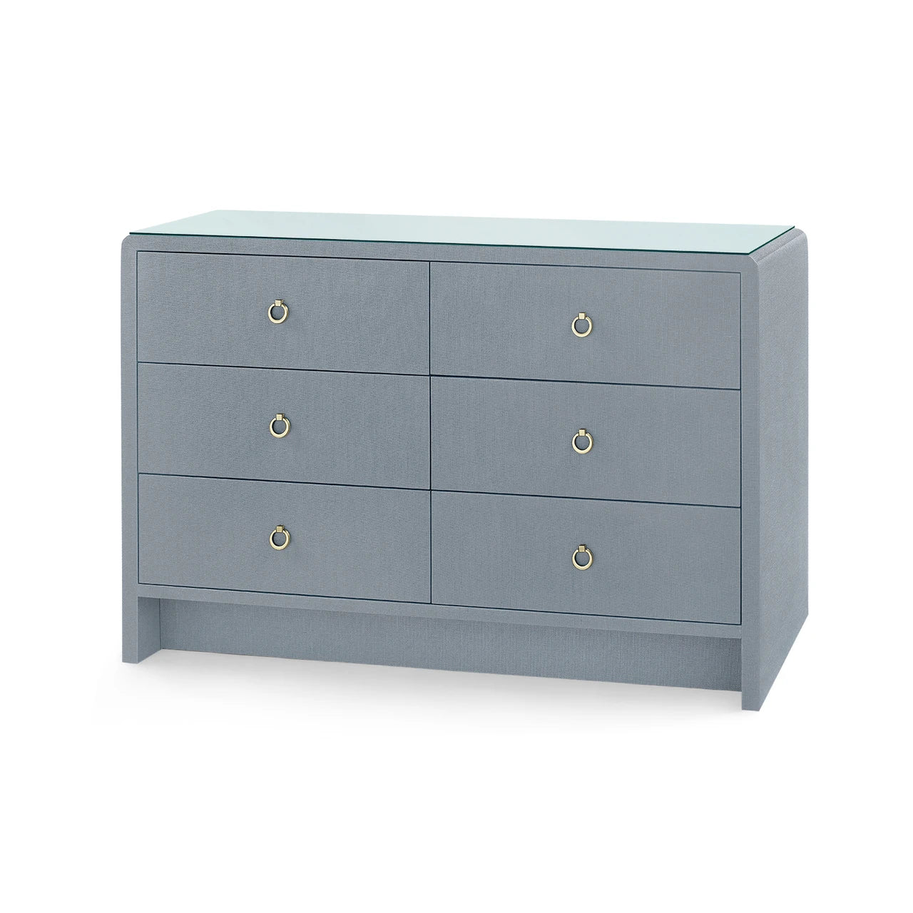Bryant Linen Extra Large 6-Drawer with Glass Top, Winter Gray