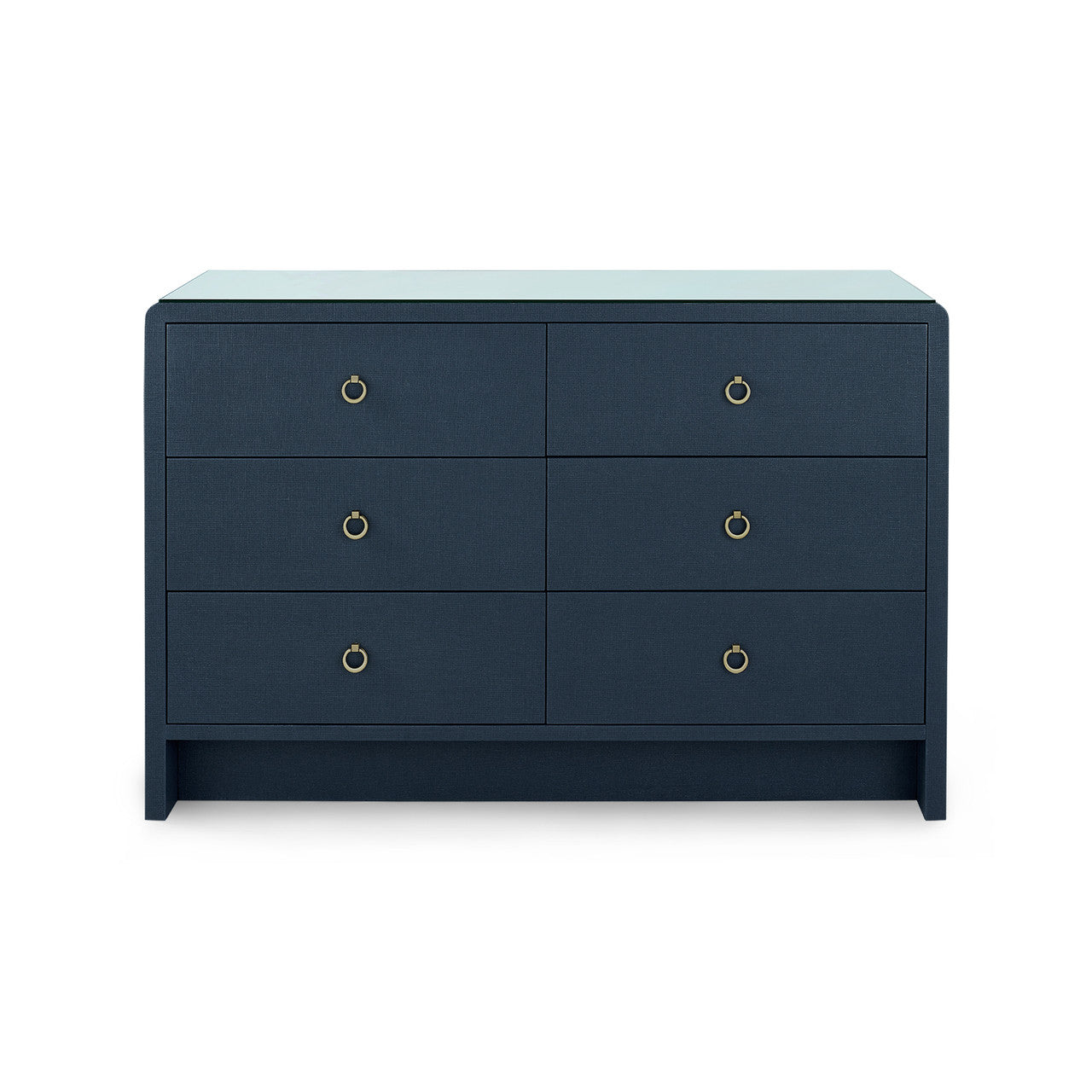 Bryant Linen Extra Large 6-Drawer with Glass Top, Blue Steel