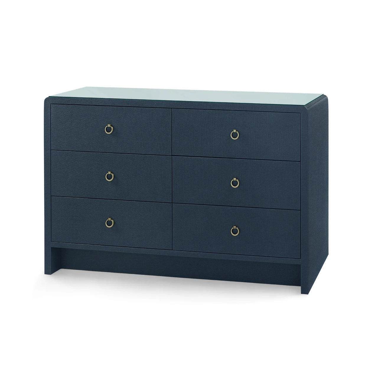 Bryant Linen Extra Large 6-Drawer with Glass Top, Blue Steel