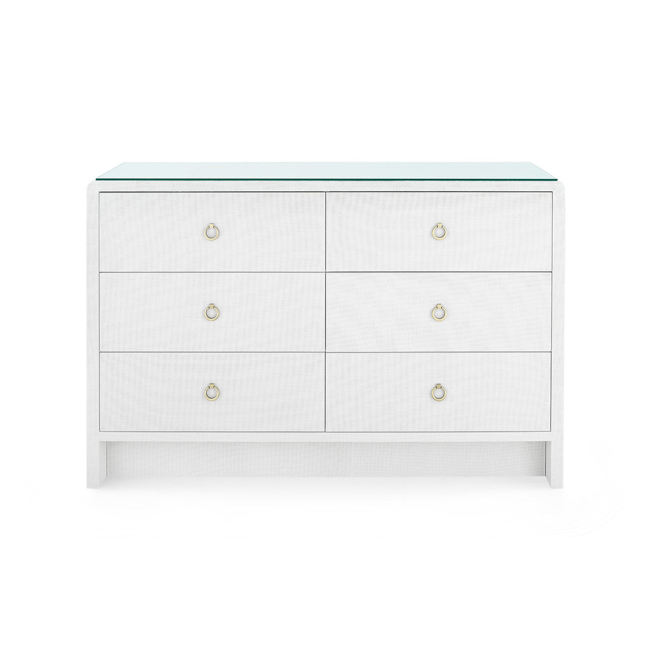 Bryant Linen Extra Large 6-Drawer with Glass Top, Chiffon White