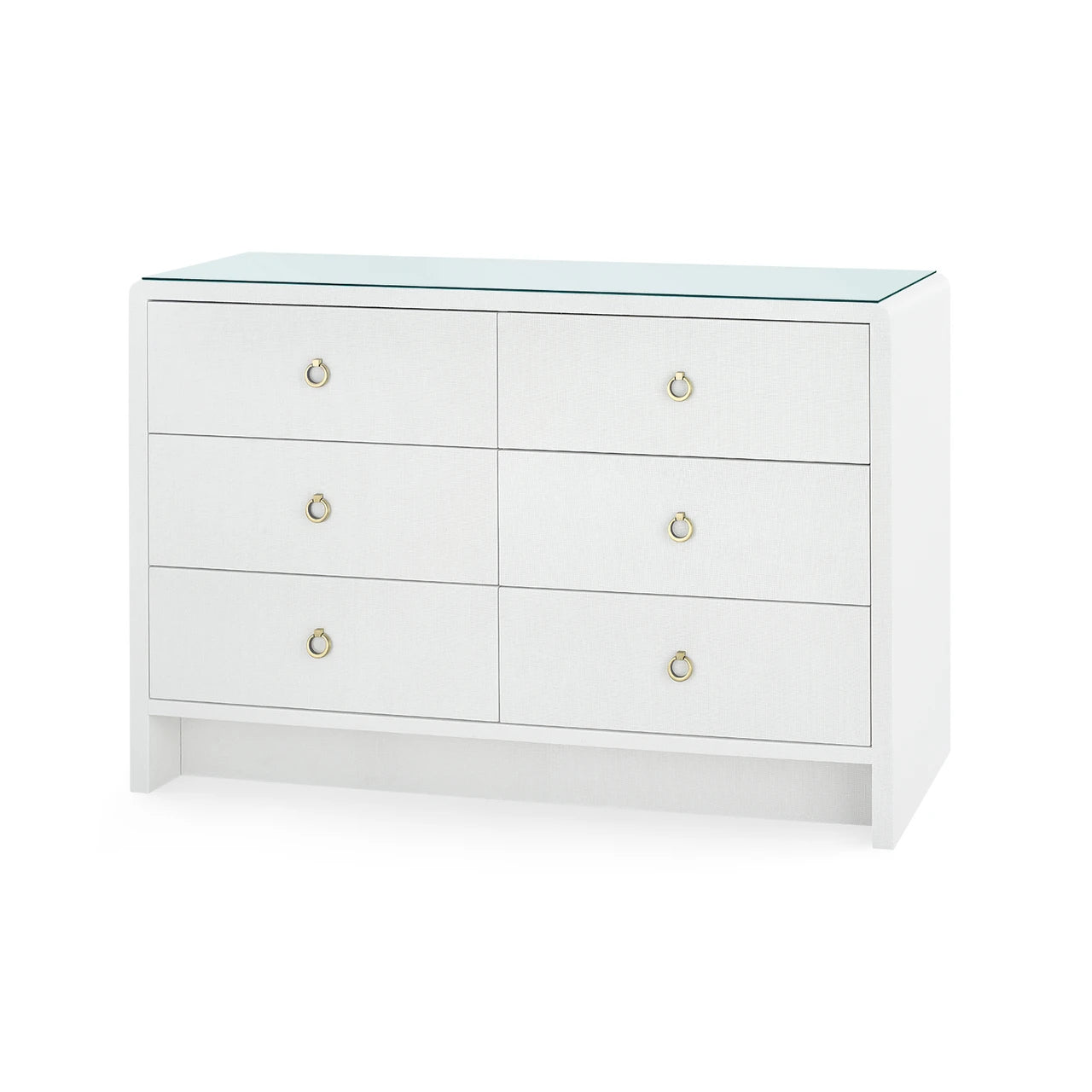 Bryant Linen Extra Large 6-Drawer with Glass Top, Chiffon White