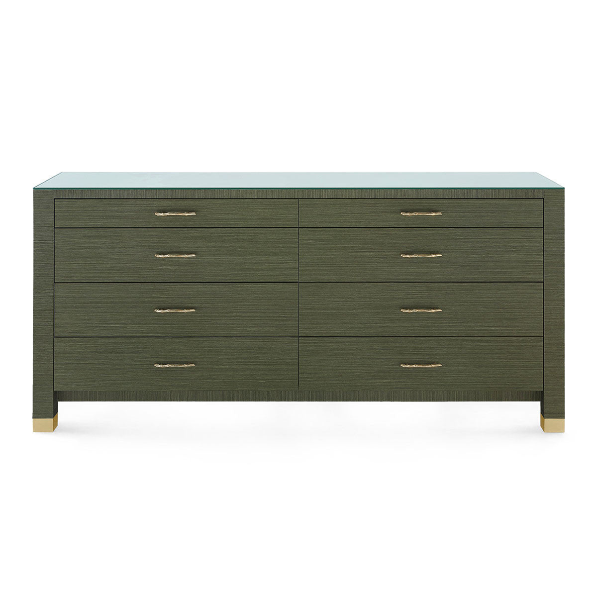 Camden Extra Large 8-Drawer with Glass Top, Deep Olive