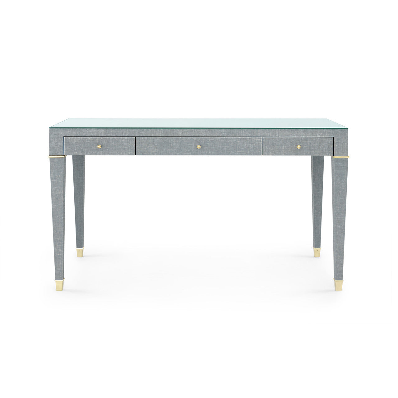 Claudette Desk with Glass Top, Washed Winter Gray